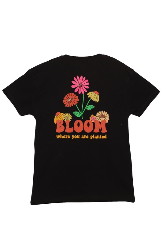 Baskılı Kız Çocuk Tshirt 3214 | Siyah - Thumbnail