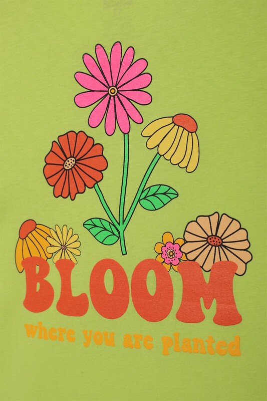 Baskılı Kız Çocuk Tshirt 3214 | Yeşil - Thumbnail