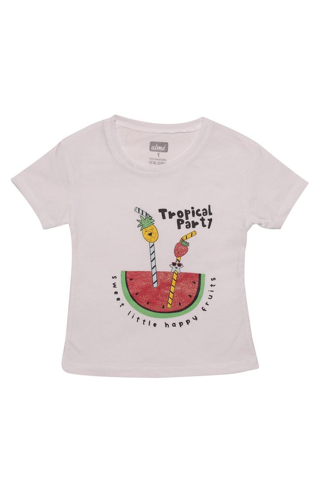 Meyve Baskılı Kız Çocuk Şortlu Takım 523053 | Beyaz Meyve Baskılı Kız Çocuk Şortlu Takım 523053 | Beyaz