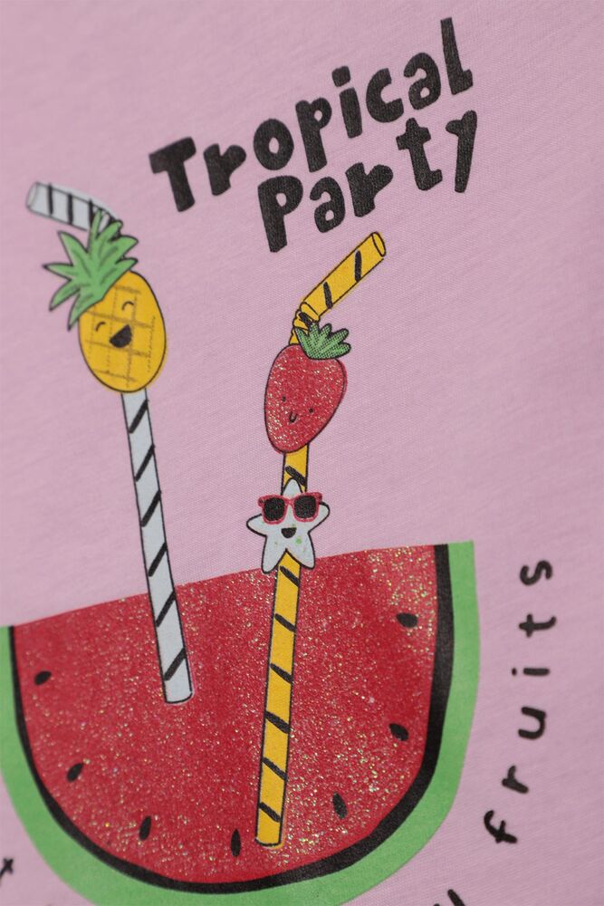 Meyve Baskılı Kız Çocuk Şortlu Takım 523053 | Lila Meyve Baskılı Kız Çocuk Şortlu Takım 523053 | Lila