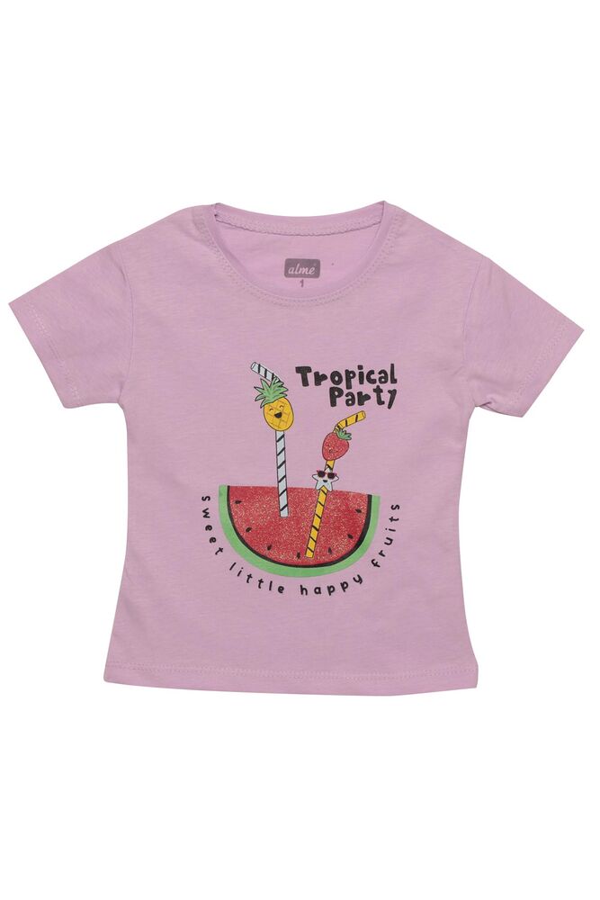 Meyve Baskılı Kız Çocuk Şortlu Takım 523053 | Lila Meyve Baskılı Kız Çocuk Şortlu Takım 523053 | Lila