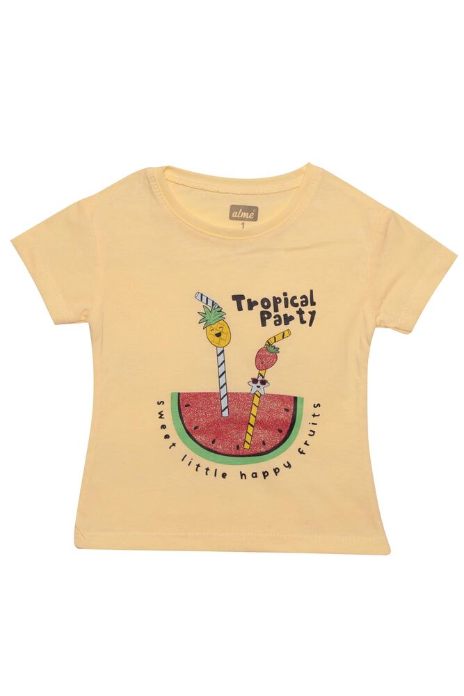 Meyve Baskılı Kız Çocuk Şortlu Takım 523053 | Sarı Meyve Baskılı Kız Çocuk Şortlu Takım 523053 | Sarı