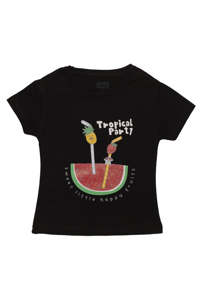 Meyve Baskılı Kız Çocuk Şortlu Takım 523053 | Siyah Meyve Baskılı Kız Çocuk Şortlu Takım 523053 | Siyah
