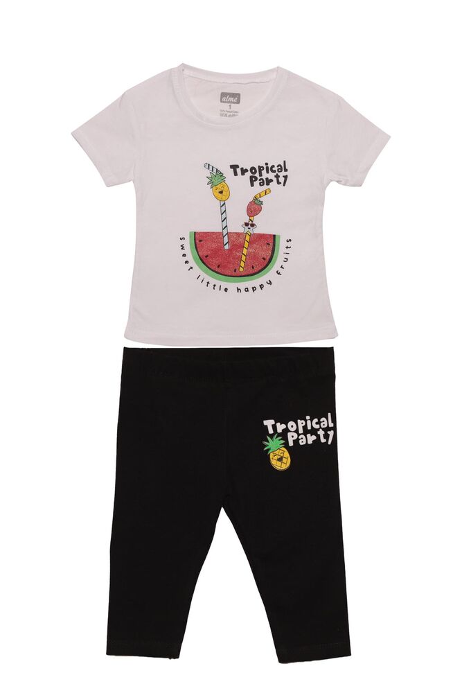 Meyve Baskılı Kız Çocuk Şortlu Takım 523053 | Beyaz Meyve Baskılı Kız Çocuk Şortlu Takım 523053 | Beyaz