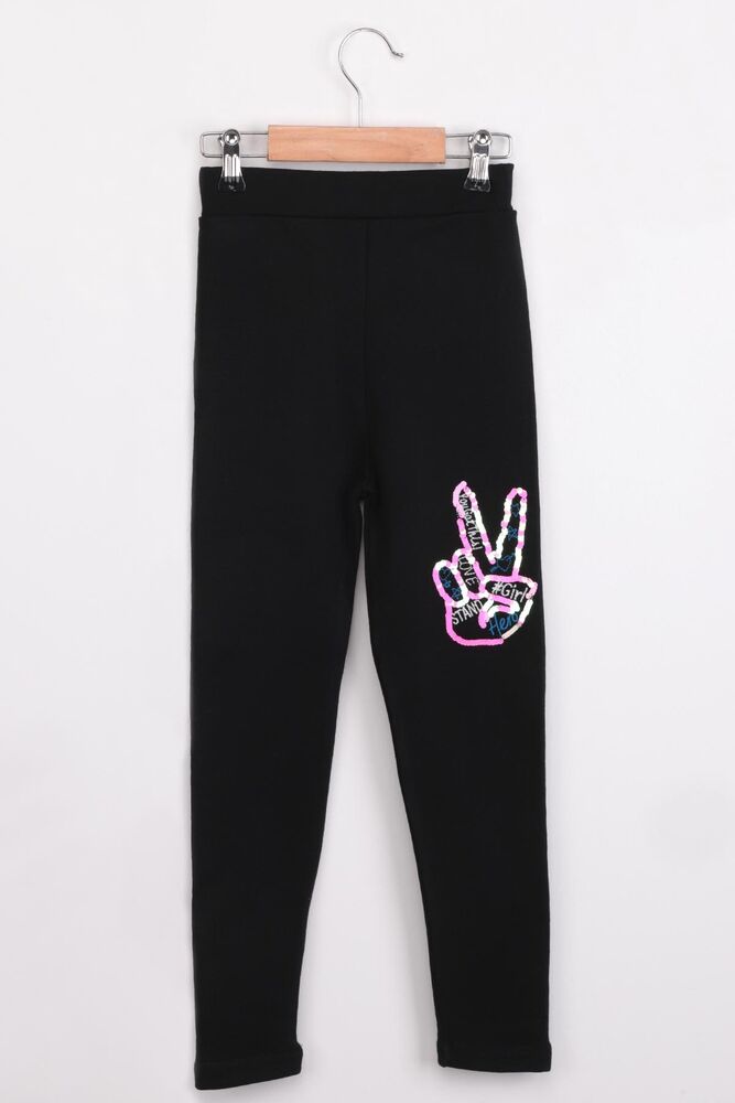 Pul Detaylı Kız Çocuk Tayt | Siyah Pul Detaylı Kız Çocuk Tayt | Siyah