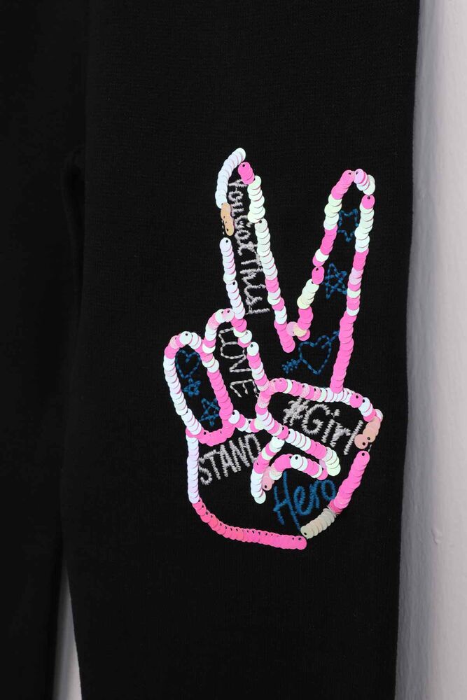 Pul Detaylı Kız Çocuk Tayt | Siyah Pul Detaylı Kız Çocuk Tayt | Siyah