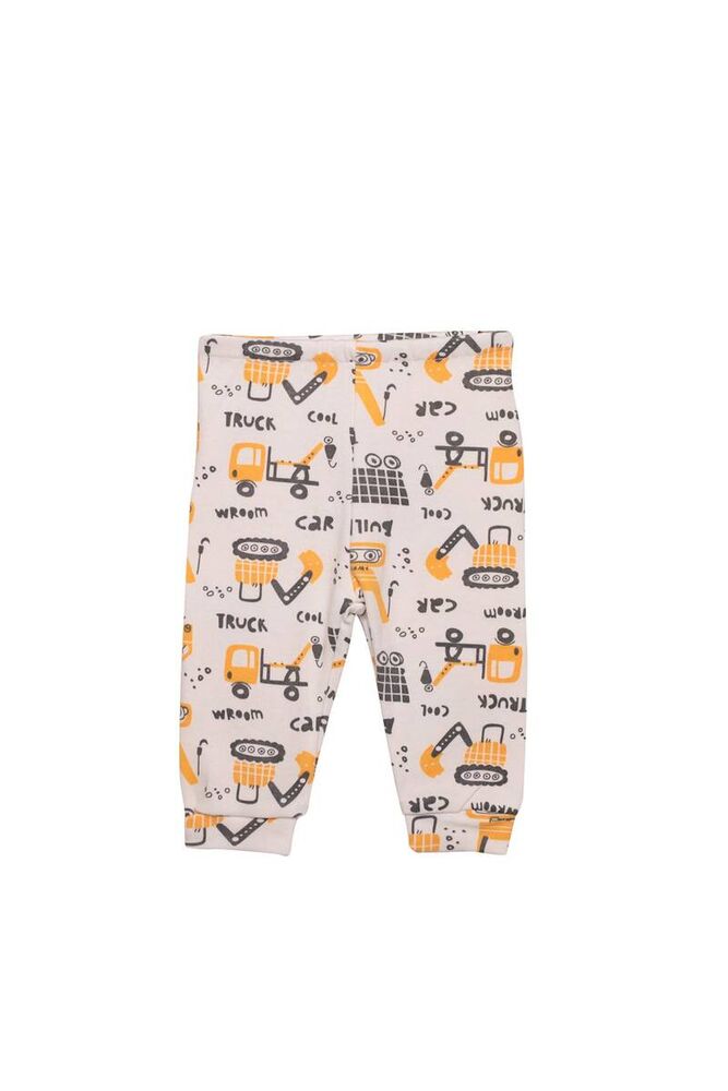 İş Makinesi Baskılı Bebek Pijama Takımı 85 | Beyaz