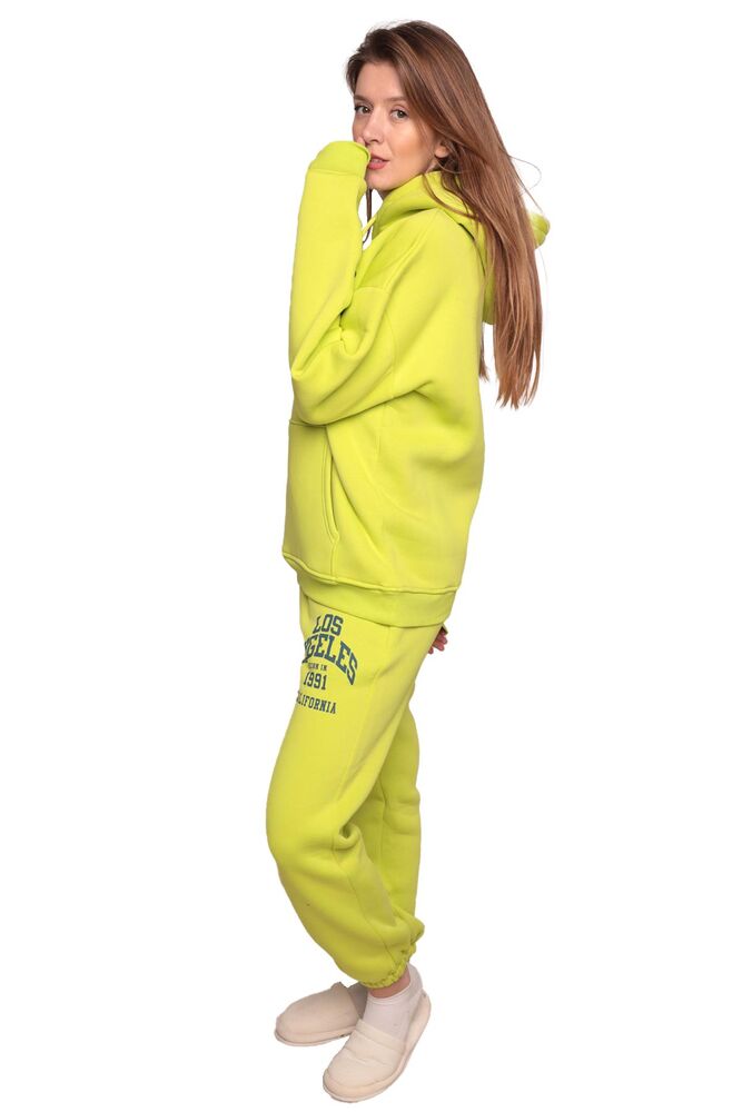 Kanguru Cepli 3 İplik Eşofman Takımı | Fıstık Yeşili