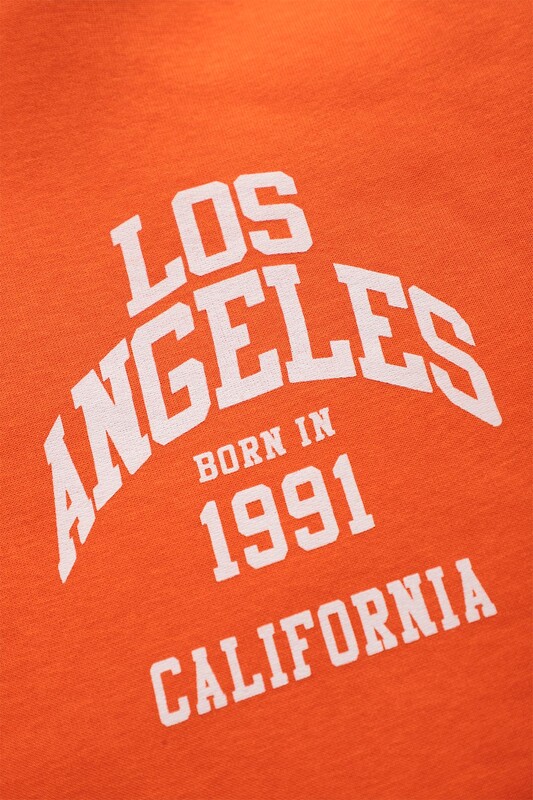 Kanguru Cepli 3 İplik Eşofman Takımı | Turuncu - Thumbnail