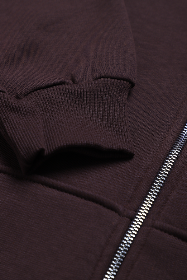 Kapşonlu Fermuarlı Sweatshirt 90209 | Kahverengi