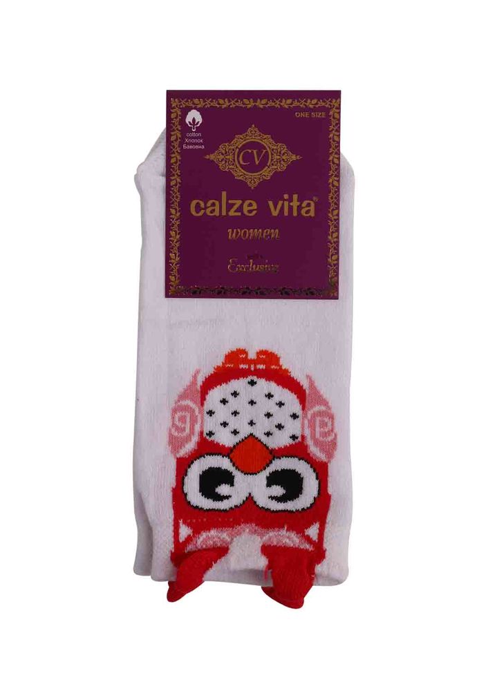 Calze Vita Baykuşlu Kulaklı Çorap 349 | Beyaz