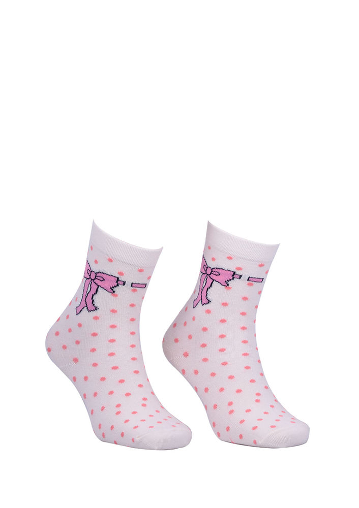 Calze Vita Puantiyeli Kurdele Desenli Çorap 345 | Krem