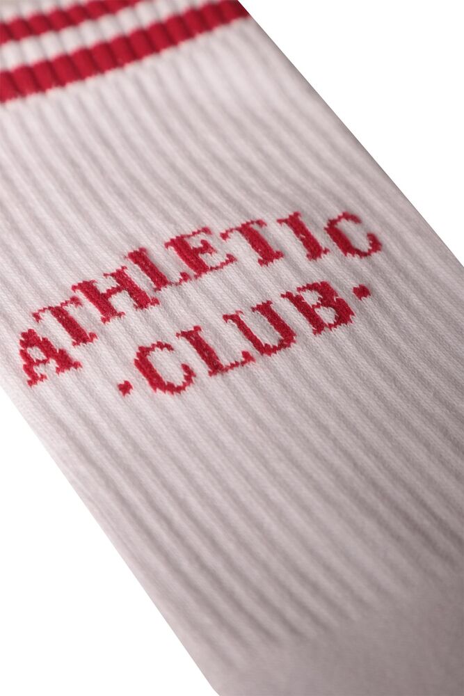 Dündar Yazı Baskılı Erkek Soket Çorap 7101 | Beyaz Kırmızı