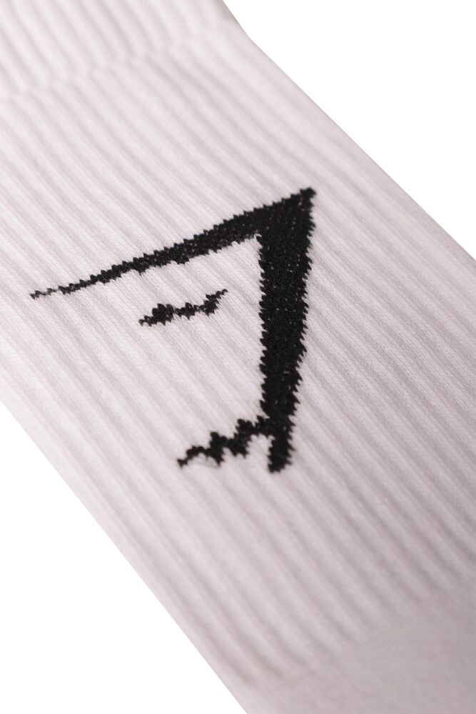 Dündar Yazı Baskılı Erkek Soket Çorap 7101-1 | Beyaz Siyah
