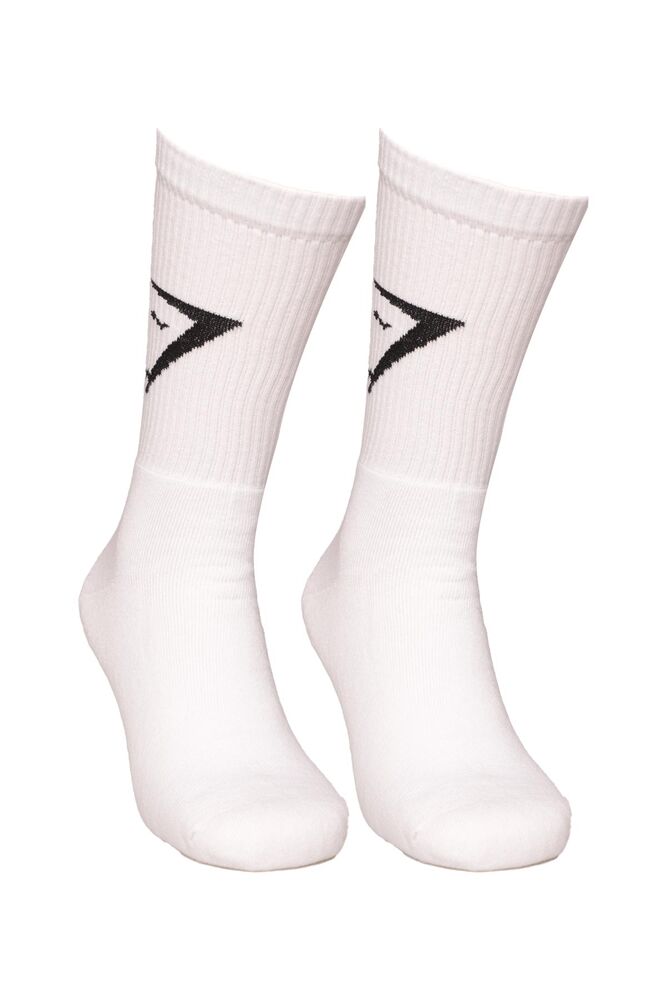 Dündar Yazı Baskılı Erkek Soket Çorap 7101-1 | Beyaz Siyah