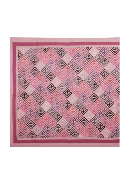 Кашемировая шаль Fendi с буквенным принтом 85*200/пудровый - Thumbnail