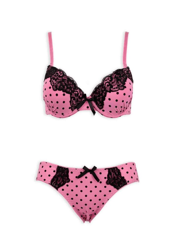 Комплект нижнего белья в горошек с пуш апом 2084/ розовый