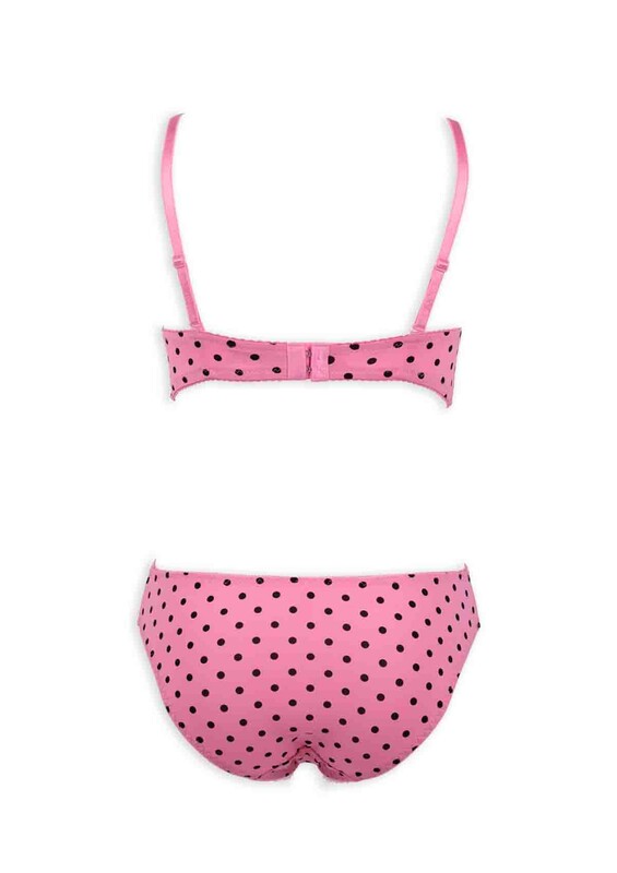 Комплект нижнего белья в горошек с пуш апом 2084/ розовый - Thumbnail