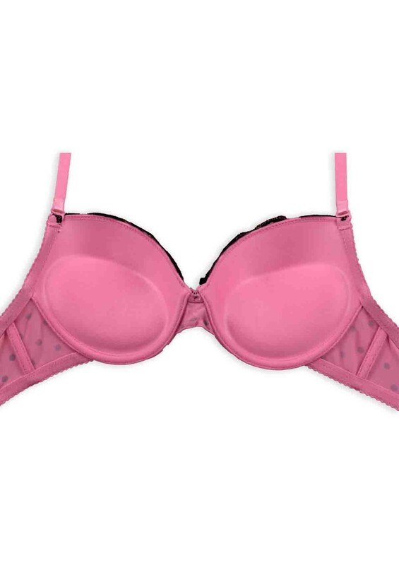 Комплект нижнего белья в горошек с пуш апом 2084/ розовый - Thumbnail