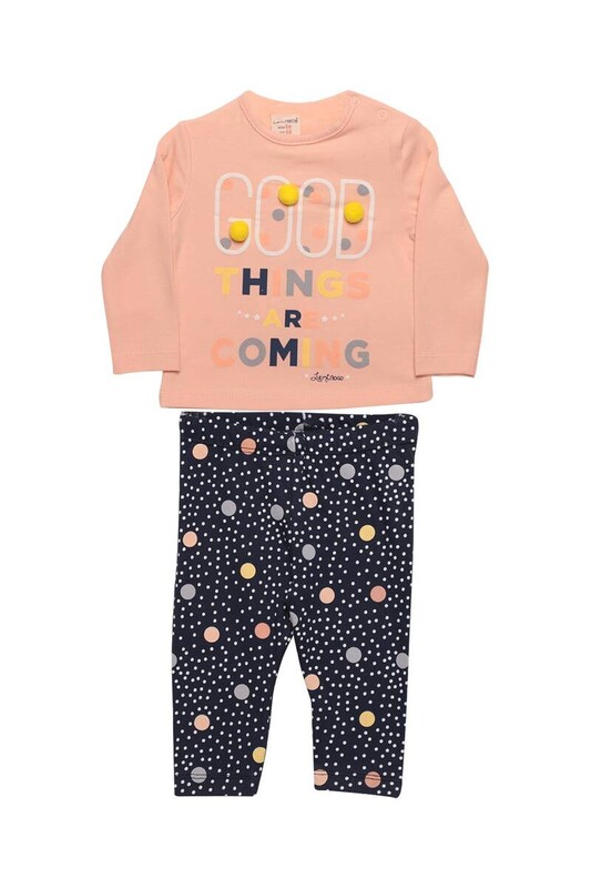 HOPPALA BABY - Ponponlu Kız Bebek Takım 2'li 405 | Pudra