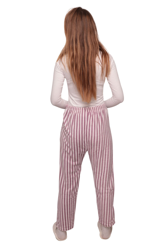 Çizgili Cepli Kadın Polar Pijama Alt 8885 | Lila