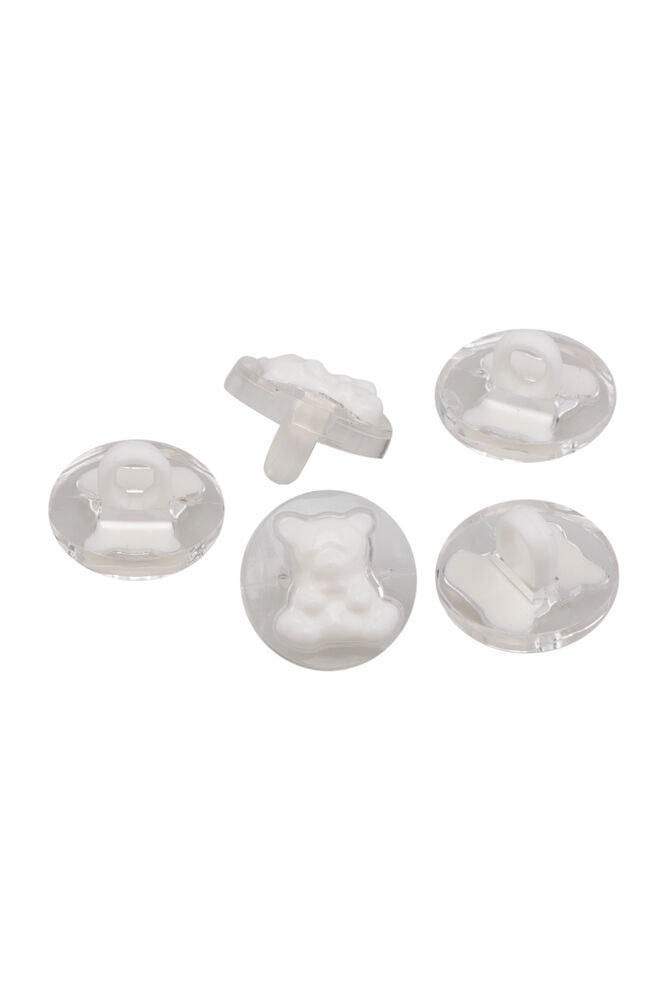 Ayıcık Figürlü 5 li Düğme Beyaz