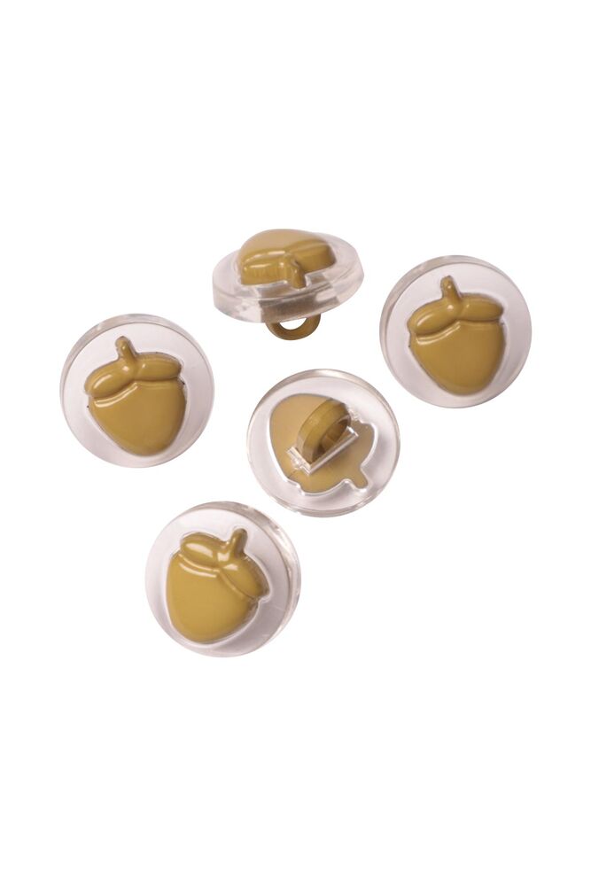 Fındık Figürlü Düğme 5 Adet | Haki