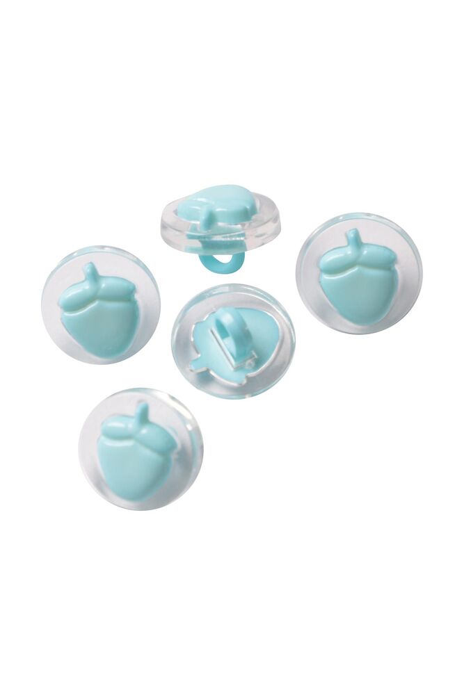 Fındık Figürlü Düğme 5 Adet | Turkuaz
