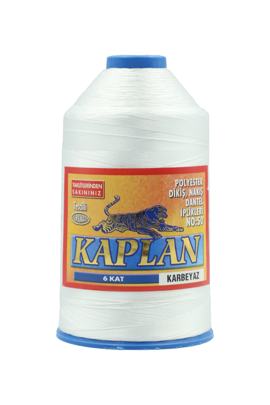 KAPLAN - Kaplan Polyester Dikiş İpi 50 No 6 Kat 350 Gr Kar Beyaz