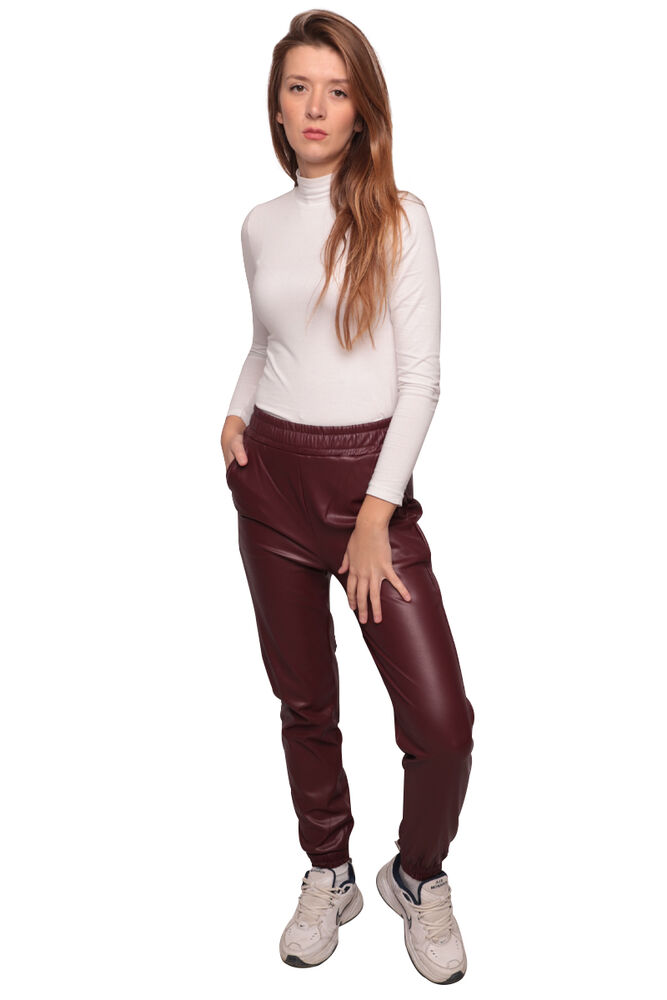 Kadın Deri Pantolon 2403 | Bordo