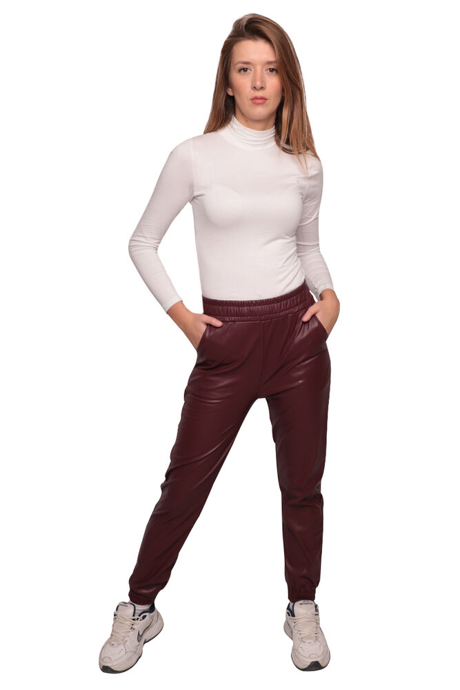 Kadın Deri Pantolon 2403 | Bordo