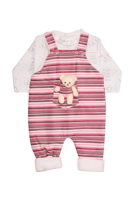 MİLLİON - Çizgili Bebek 2 li Tulum 3043 | Pembe