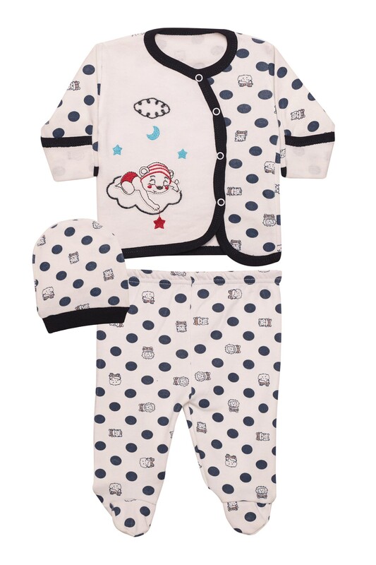 MSA BABY - Nakışlı Kolu Eldivenli Bebek Takım 1208 | Lacivert