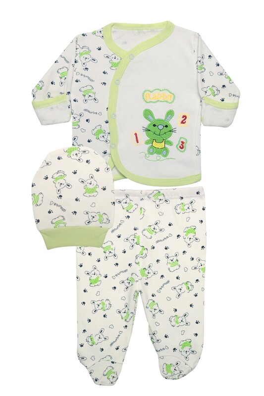 MSA BABY - Tavşanlı Kolu Eldivenli Bebek Takım1208 | Yeşil