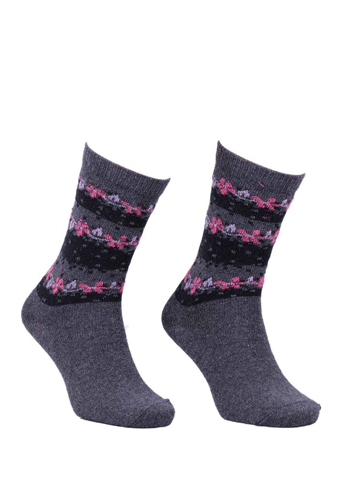 Desenli Yün Çorap 3011 | Füme Desenli Yün Çorap 3011 | Füme