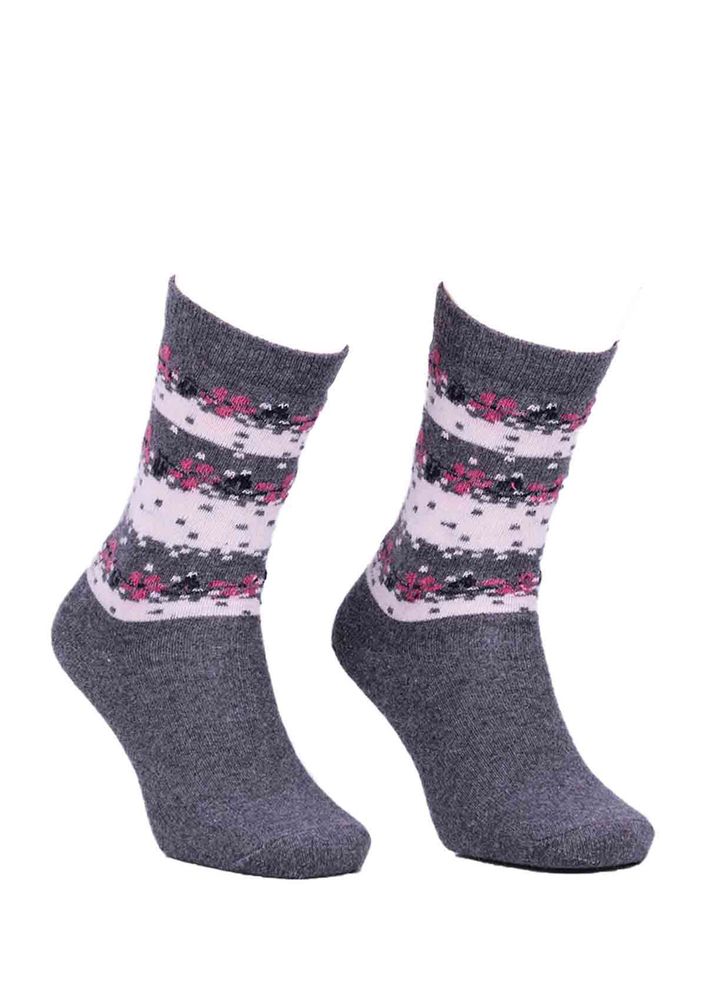 Desenli Yün Çorap 3011 | Gri