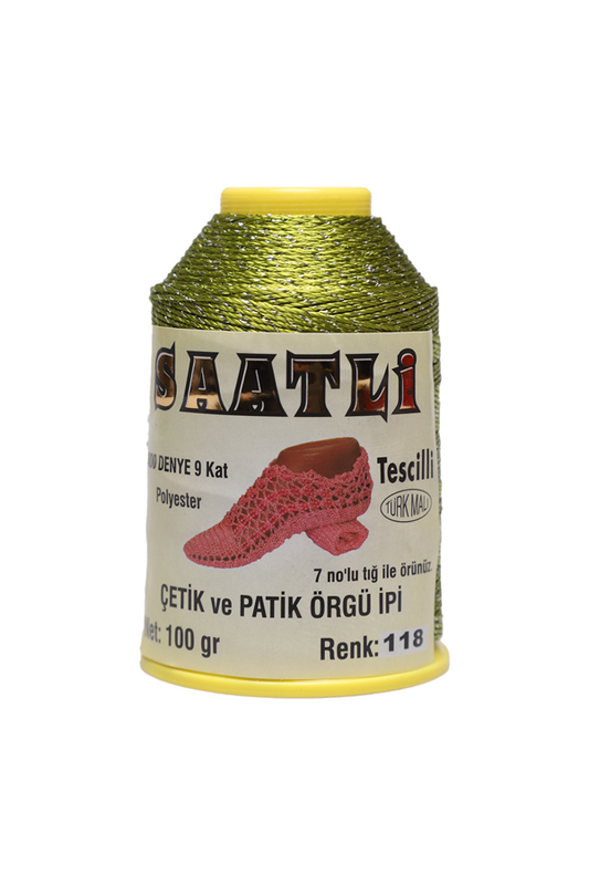 SAATLİ - Saatli Simli Çetik ve Patik Örgü İpi 9 Kat 100 gr. | 118