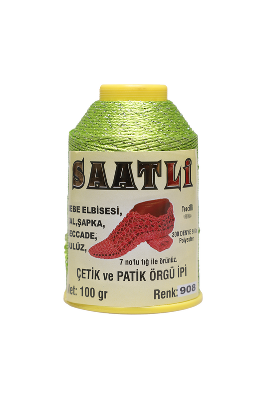 SAATLİ - Saatli Simli Çetik ve Patik Örgü İpi 9 Kat 100 gr. | 908