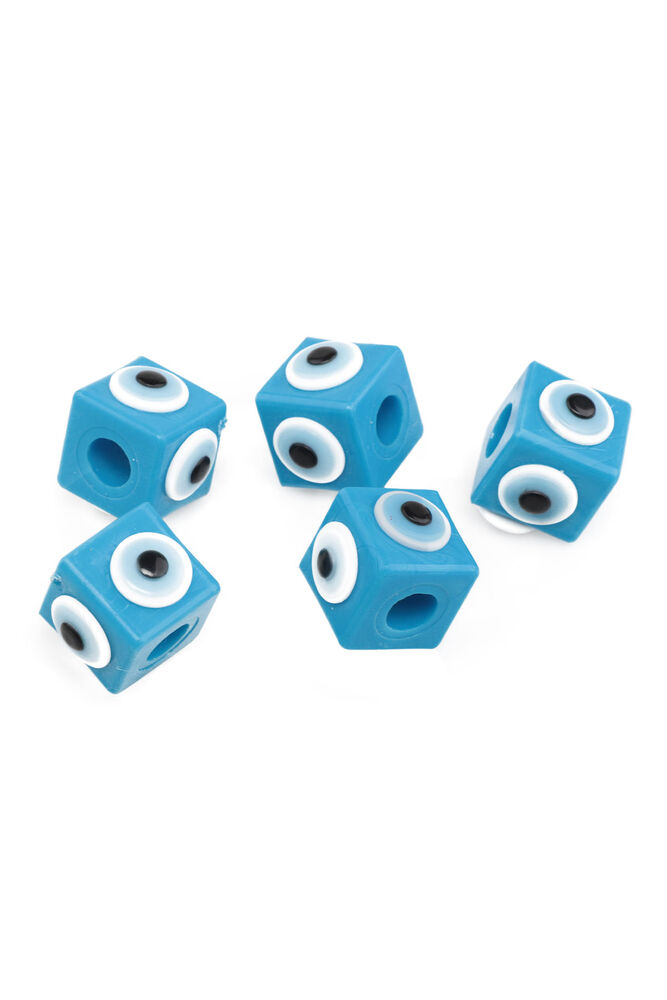 Kare Plastik Nazar Boncuğu 5 li Mavi