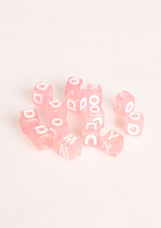 Plastik Şeffaf Harf Boncuk 5 li | Şeker Pembe