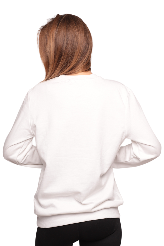 Bisiklet Yaka Kadın Sweatshirt 0149 | Beyaz