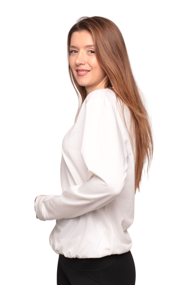 Bisiklet Yaka Kadın Sweatshirt 0149 | Ekru
