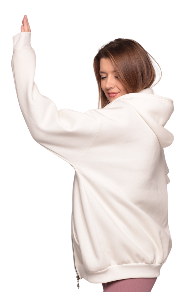 Fermuarlı 3 İplik Kadın Sweatshirt 3556 | Ekru