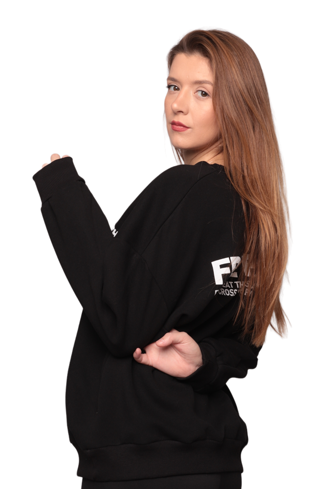 Baskılı 3 İplik Kadın Sweatshirt 5810 | Siyah