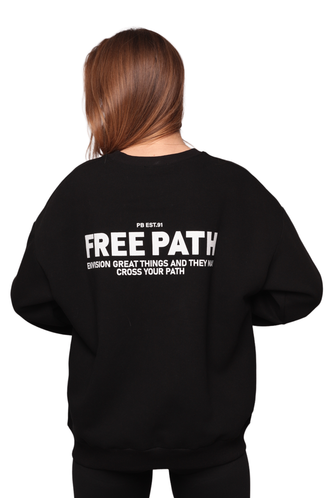 Baskılı 3 İplik Kadın Sweatshirt 5810 | Siyah