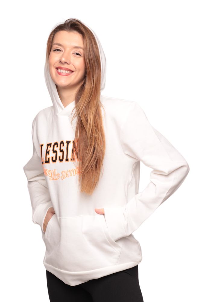 Baskılı 3 İplik Kadın Sweatshirt 0160 | Ekru