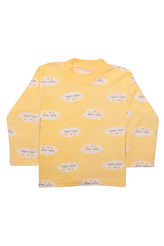 Bulut Desenli Bebek Pijama Takımı | Sarı - Thumbnail