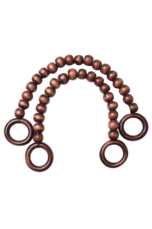 SİMİSSO - Ahşap Boncuklu Çanta Sapı Model 10 | Kahverengi