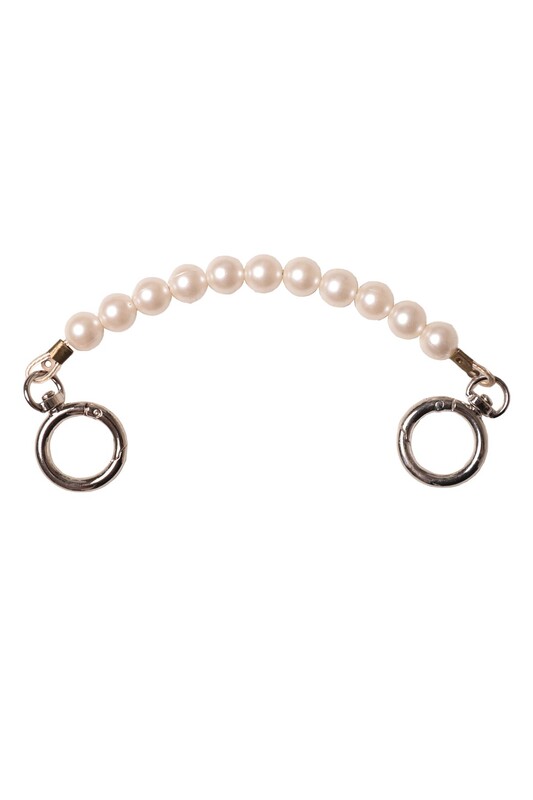 İncili Çanta Uzatma Sapı 20 cm | Gümüş - Thumbnail