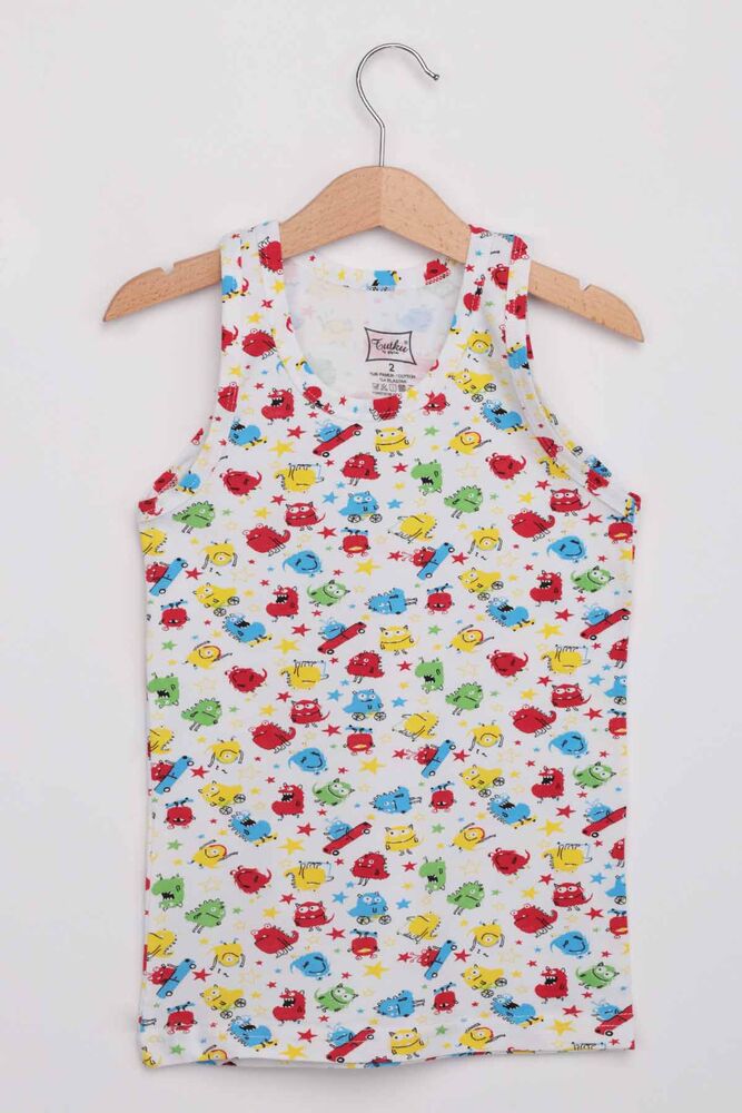 Tutku Erkek Çocuk Desenli Elastan Atlet | Renkli